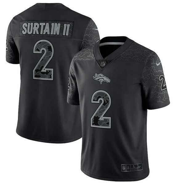 Men's Denver Broncos #2 Patrick Surtain II Black Reflective Limited Stitched Football Jersey,We sell and wholesale Men's Denver Broncos #2 Patrick Surtain II Black Reflective Limited Stitched Football Jersey on line form chian!